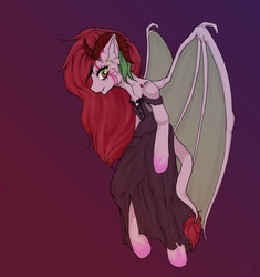 Size: 1520x1620 | Tagged: safe, artist:jackselit, oc, oc only, oc:whiterix, demon, pony, horn, looking at you, solo, tail, wings