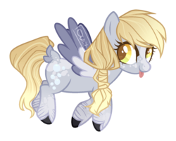 Size: 1442x1159 | Tagged: safe, artist:vintage-owll, derpy hooves, pegasus, pony, g4, :p, alternate design, base used, braid, coat markings, colored wings, cute, dappled, derpabetes, female, flying, heart, mare, mlem, multicolored wings, silly, simple background, smiling, solo, tongue out, transparent background, unshorn fetlocks, wings