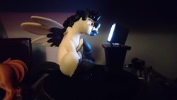 Size: 2048x1155 | Tagged: safe, artist:amazin-a, artist:scotchmacmanus, artist:v747, oc, oc:nexx, pegasus, pony, 3d print, handmade, irl, male, photo, ponies in real life, stallion