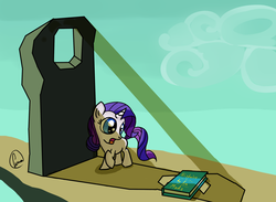 Size: 2600x1900 | Tagged: safe, artist:chaosmalefic, rarity, pony, g4, book, female, filly, filly rarity, rock, younger