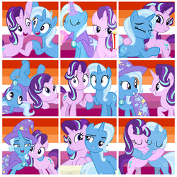Size: 630x630 | Tagged: safe, starlight glimmer, trixie, pony, g4, collage, female, lesbian, pride, ship:startrix, shipping
