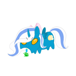 Size: 600x600 | Tagged: safe, artist:brionikachu, oc, oc:fleurbelle, alicorn, pony, adorabelle, alicorn oc, bow, chibi, cute, eating, female, flower, grass, hair bow, herbivore, horses doing horse things, mare, yellow eyes