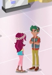 Size: 344x501 | Tagged: safe, screencap, gloriosa daisy, timber spruce, dashing through the mall, equestria girls, equestria girls series, g4, holidays unwrapped, spoiler:eqg series (season 2), cropped, duo, female, glori-ass, male, siblings