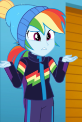 Size: 510x753 | Tagged: safe, screencap, rainbow dash, equestria girls, equestria girls series, g4, holidays unwrapped, spoiler:eqg series (season 2), cropped, female, solo, winter outfit