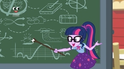 Size: 1920x1080 | Tagged: safe, screencap, sci-twi, twilight sparkle, equestria girls, equestria girls series, g4, holidays unwrapped, the cider louse fools, spoiler:eqg series (season 2), excited, female, geode of telekinesis, magical geodes, plusplus, solo, stick