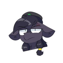 Size: 5120x5120 | Tagged: safe, artist:difis, oc, oc only, oc:mir, pegasus, pony, absurd resolution, annoyed, beret, displeased, female, hair wrap, hat, simple background, solo, sticker, telegram sticker, transparent background