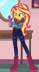 Size: 449x823 | Tagged: safe, screencap, sunset shimmer, equestria girls, equestria girls specials, g4, my little pony equestria girls: better together, my little pony equestria girls: holidays unwrapped, saving pinkie's pie, cropped, female, solo, winter outfit