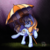 Size: 3500x3500 | Tagged: safe, artist:calena, oc, oc only, oc:aurelia coe, pony, champions of equestria, dancing, dancing in the rain, grass, high res, looking at you, rain, ribbon, sassy, signature, simple background, smiling, solo, umbrella