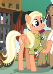 Size: 535x733 | Tagged: safe, screencap, mane allgood, snap shutter, earth pony, pegasus, pony, g4, the last crusade, cropped, female, male, mare, raised hoof, solo focus, stallion