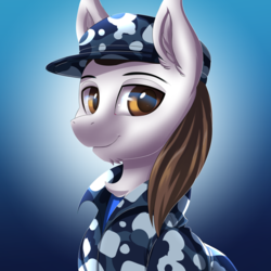 Size: 3000x3000 | Tagged: safe, artist:ask-colorsound, oc, oc only, oc:rough seas, earth pony, pony, bust, clothes, hat, high res, solo