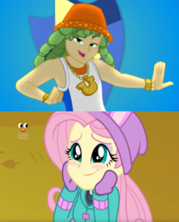 Size: 1016x1256 | Tagged: safe, edit, screencap, fluttershy, sandalwood, blizzard or bust, cheer you on, equestria girls, equestria girls series, g4, holidays unwrapped, spoiler:eqg series (season 2), female, male, mc sandalwood, plusplus, sandalshy, shipping, shipping domino, straight