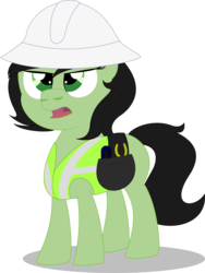 Size: 2251x2992 | Tagged: artist needed, safe, oc, oc only, oc:filly anon, earth pony, pony, clothes, female, filly, hard hat, high res, looking at you, open mouth, serious, serious face, simple background, solo, tools, transparent background
