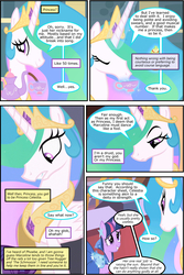 Size: 800x1200 | Tagged: safe, artist:newbiespud, edit, edited screencap, screencap, princess celestia, twilight sparkle, alicorn, pony, unicorn, comic:friendship is dragons, a bird in the hoof, g4, the best night ever, big crown thingy, clothes, collaboration, comic, cup, dialogue, dress, eyes closed, female, glowing horn, grin, horn, jewelry, looking down, looking up, magic, mare, peytral, regalia, screencap comic, smiling, teacup, teapot, telekinesis, unicorn twilight
