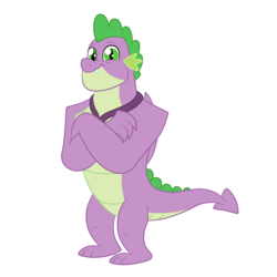 Size: 3000x3000 | Tagged: safe, artist:squipycheetah, spike, dragon, g4, the last problem, crossed arms, gigachad spike, happy, high res, looking at you, male, older, older spike, royal advisor, simple background, smiling, solo, transparent background, winged spike, wings