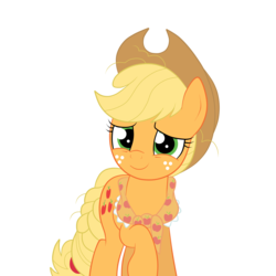 Size: 3000x3000 | Tagged: safe, artist:squipycheetah, applejack, earth pony, pony, g4, the last problem, applejack's hat, braided tail, clothes, cowboy hat, cute, female, freckles, granny smith's shawl, happy, hat, high res, looking at you, older, older applejack, raised hoof, simple background, smiling, solo, transparent background