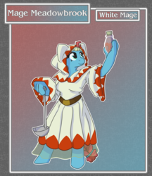 Size: 1688x1950 | Tagged: safe, artist:brownie-bytes, meadowbrook, anthro, unguligrade anthro, g4, cloak, clothes, crossover, elixir, fantasy class, final fantasy, solo, white mage