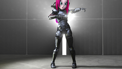 Size: 3840x2160 | Tagged: safe, artist:popa-3d-animations, pinkie pie, equestria girls, g4, 3d, armor, clothes, cosplay, costume, female, high res, mass effect, pinkamena diane pie, solo