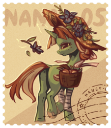 Size: 1024x1176 | Tagged: safe, artist:nancy-05, oc, pony, unicorn, hat, stamp