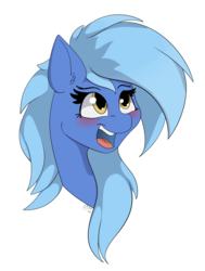 Size: 2141x2831 | Tagged: safe, artist:miaowwww, oc, oc only, oc:wind shear, pony, blushing, bust, female, high res, mare, open mouth, smiling, solo, transparent background