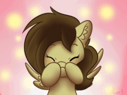Size: 500x375 | Tagged: safe, artist:zobaloba, oc, oc only, oc:static spark, pegasus, pony, g4, :3, :d, animated, cute, ear fluff, female, female oc, frame by frame, gif, heart, mare, ocbetes, open mouth, pegasus oc, pony oc, solo, sweet dreams fuel, ych result