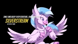 Size: 720x405 | Tagged: artist needed, safe, silverstream, classical hippogriff, hippogriff, g4, black background, boop, meme, overwatch, play of the game, quadrupedal, simple background