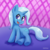 Size: 1000x1000 | Tagged: safe, artist:empyu, trixie, pony, unicorn, g4, :d, cute, daaaaaaaaaaaw, diatrixes, female, looking at you, mare, sitting, smiling, solo