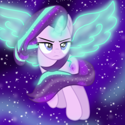 Size: 1000x1000 | Tagged: safe, artist:php178, editor:php185, starlight glimmer, alicorn, pony, unicorn, g4, the ending of the end, alicornified, artificial wings, augmented, badass, confident, cool, flowing mane, glowing, glowing eyes, glowing horn, glowing mane, horn, magic, magic wings, race swap, solo, starlicorn, stars, stern, vector, wings, xk-class end-of-the-world scenario