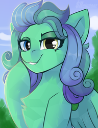 Size: 1000x1300 | Tagged: safe, artist:shadowreindeer, crystal pony, pony, g4, chest fluff, commission, eye clipping through hair, eyebrows, eyebrows visible through hair, heterochromia, solo