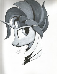 Size: 2550x3300 | Tagged: safe, artist:sigilponies, hoo'far, pony, g4, bust, grayscale, high res, ink drawing, male, monochrome, portrait, solo, traditional art