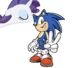 Size: 1018x945 | Tagged: safe, artist:sonicsuperstar1991, edit, rarity, pony, g4, crack shipping, crossover, crossover shipping, eyes closed, female, kissing, male, needs more jpeg, peace sign, rarisonic, shipping, simple background, sonic the hedgehog, sonic the hedgehog (series), straight, white background