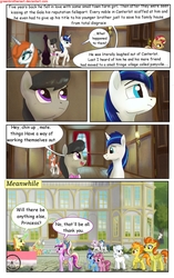 Size: 1950x3102 | Tagged: safe, artist:greenbrothersart, berry punch, berryshine, fancypants, fleur-de-lis, minuette, octavia melody, princess cadance, shining armor, spitfire, stormy flare, sunset shimmer, earth pony, pegasus, pony, unicorn, comic:love is magic, g4, bits, comic, fan, female, filly, food, ice cream, ice cream cone, male, mare, saddle bag, stallion, teen princess cadance, teenager, younger