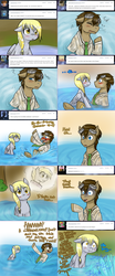 Size: 1562x3758 | Tagged: safe, artist:jitterbugjive, derpy hooves, doctor whooves, time turner, pony, lovestruck derpy, g4, clothes, shirt, theenamoredclockmaker, water