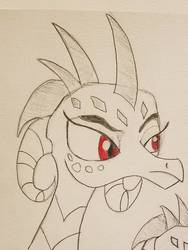 Size: 774x1032 | Tagged: safe, artist:polar_storm, princess ember, dragon, g4, female, red eyes, sketch, solo, traditional art