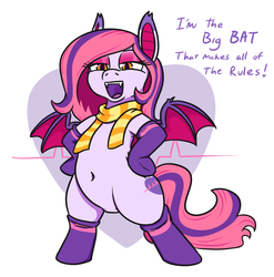 Size: 787x798 | Tagged: safe, artist:jargon scott, oc, oc only, oc:arrhythmia, bat pony, pony, belly button, bipedal, clothes, electrocardiogram, female, heart, jerma985, pubic mound, rat movie: mystery of the mayan treasure, scarf, solo, stockings, thigh highs