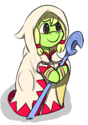 Size: 452x647 | Tagged: safe, artist:huffylime, oc, pony, cloak, clothes, final fantasy, robe, staff, white mage