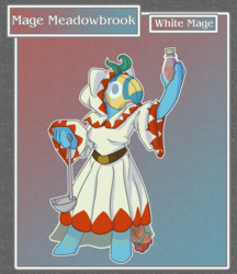 Size: 1688x1950 | Tagged: safe, alternate version, artist:brownie-bytes, meadowbrook, earth pony, anthro, unguligrade anthro, g4, cloak, clothes, crossover, elixer, fantasy class, final fantasy, healer's mask, hood, ladle, mask, potion, solo, white mage