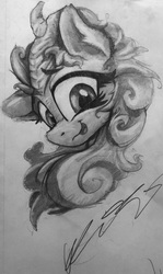 Size: 2364x3973 | Tagged: safe, artist:ignis, kirin, pony, bust, female, high res, monochrome, pencil, portrait, solo, traditional art