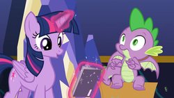 Size: 1280x720 | Tagged: safe, screencap, spike, twilight sparkle, alicorn, dragon, pony, g4, the last problem, leak, claws, female, magic, male, mare, spread wings, telekinesis, twilight sparkle (alicorn), underfoot, winged spike, wings