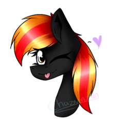 Size: 360x361 | Tagged: safe, artist:chazmazda, oc, pony, ;p, bust, colored, one eye closed, portrait, tongue out, wink