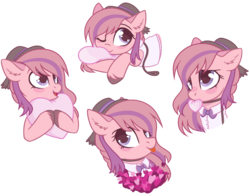 Size: 1995x1566 | Tagged: safe, artist:cloud-fly, artist:unichan, oc, oc only, oc:sweet haze, pony, :p, collar, cute, hat, heart, leash, one eye closed, tongue out