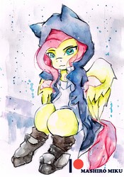 Size: 2409x3437 | Tagged: safe, artist:mashiromiku, fluttershy, pony, g4, high res, patreon, patreon logo, traditional art, watercolor painting