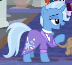 Size: 398x360 | Tagged: safe, screencap, starlight glimmer, sunburst, trixie, pony, unicorn, g4, the last problem, clothes, cropped, female, guidance counselor, mare, older trixie, paws, solo focus, time skip, uniform