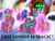 Size: 640x480 | Tagged: safe, edit, edited screencap, editor:korora, screencap, bowtie (g3), coconut grove, minty, pinkie pie (g3), rainbow dash (g3), sparkleworks, star catcher, starbeam, sunny daze (g3), thistle whistle, pony, g3, my little pony: a very minty christmas, background pony, cute, dazeabetes, friendship, g3 dashabetes, g3 diapinkes, hug, ice, implied friendship is magic, magic, magic aura, mintabetes, north pole, snow, sparklebetes, text, thistlebetes, title drop