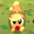 Size: 2244x2244 | Tagged: safe, artist:stellardust, derpibooru exclusive, applejack, earth pony, pony, g4, apple, applejack's hat, both cutie marks, cowboy hat, cute, dialogue, female, food, grass, hat, high res, jackabetes, looking at you, looking up, looking up at you, mare, mouth hold, solo, vector