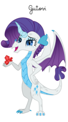 Size: 3201x5692 | Tagged: safe, artist:gutovi, rarity, dragon, g4, claws, crystal, dragoness, dragonified, female, gem, horn, horned dragon, raridragon, show accurate, simple background, solo, species swap, transparent background