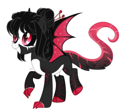 Size: 1280x1166 | Tagged: safe, artist:mintoria, oc, oc only, oc:obsidia, dracony, hybrid, female, simple background, solo, transparent background