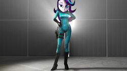 Size: 3840x2160 | Tagged: safe, artist:popa-3d-animations, starlight glimmer, equestria girls, g4, 3d, boots, clothes, cosplay, costume, female, high heel boots, high res, metroid, samus aran, shoes, solo, zero suit, zero suit samus