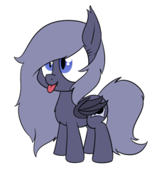 Size: 1149x1281 | Tagged: safe, artist:moonatik, oc, oc only, oc:selenite, bat pony, pony, :p, bat pony oc, chest fluff, female, mare, simple background, solo, style emulation, tongue out, transparent background, wings