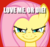 Size: 900x838 | Tagged: safe, fluttershy, g4, anti-bronybait, bronybait, caption, death threat, evil smile, grin, image macro, smiling, text, threat, yandereshy, you're going to love me