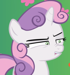 Size: 538x579 | Tagged: safe, screencap, scootaloo, sweetie belle, pony, unicorn, g4, the big mac question, cropped, disgusted, faic, female, filly, solo focus
